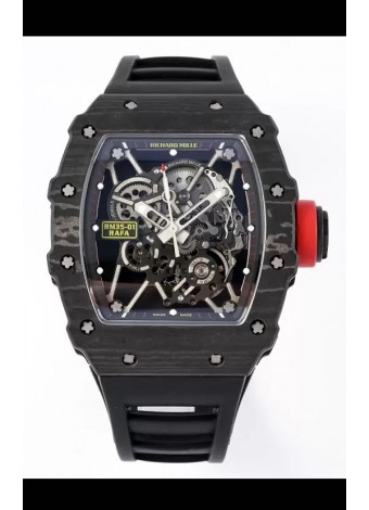 Richard Mille RM35-01 Rafael Nadal Caja Fibra de Carbono con Genuino Tourbillon Reloj Super Clon