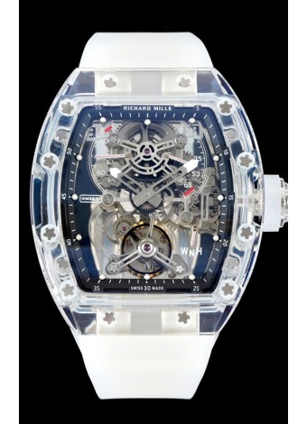 Richard Mille 56-01 Transparent Caja en Zafiros con Genuino Movimiento Suizo Tourbillon Super Clone