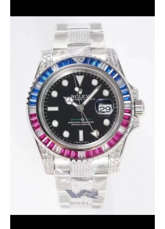 Rolex GMT Masters II Diamonds Reloj Suizo Caja Acero 904L - Calida a Espejo 1:1