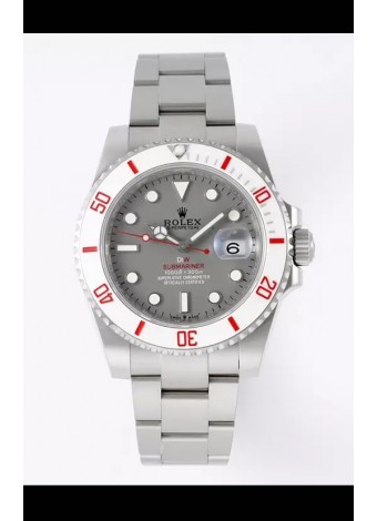 Rolex Submariner DiW Caja Acero Inoxidable Bisel Blanco Reloj Edición Cerámica Dial Gris