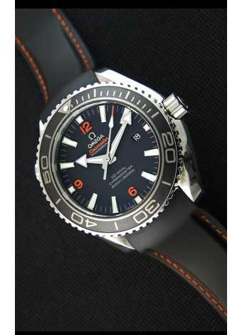Omega Seamaster Planet Ocean Swiss Correa Negra Réplica 45MM 1:1 Ultimate Edition Watch 