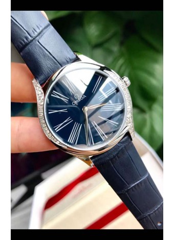 Omega De Ville Tresor Edition Reloj Cuarto Suizo 36MM Caja de Acero Dial Azul