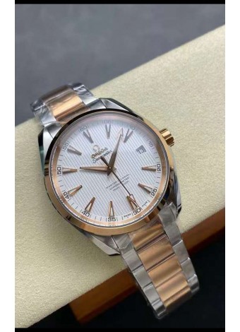 Omega Aqua Terra 150M Dial Blanco 904L Caja Oro Rosado Dos Tonos Réplica Espejo 1:1 41MM 