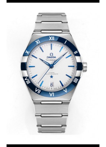 Omega Co-Axial Constellation Inoxidable Blanco Dial Verde Réplica Espejo 1:1 41MM