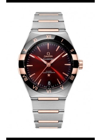 Omega Co-Axial Constellation Dial de Dos Tonos Negro Burgundy Réplica Espejo 1:1 41MM
