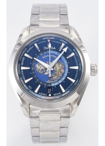 Omega Aqua Terra 150M Wolrd Timer 24 Dial Azul Acero 904L Réplica Espejo 1:1 41MM 