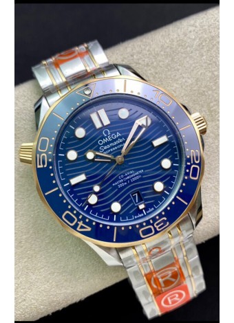 Omega Seamaster 300M Co-Axial Master Chronometer Dial Azul Caja Dos Tonos Réplica a Espejo 1:1