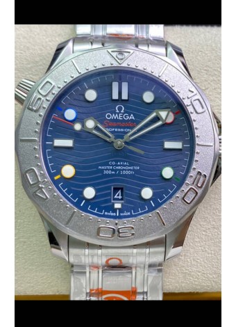 Omega Seamaster 300M Co-Axial Master Chronometer Dial Azul Bisel Titanio Réplica a Espejo 1:1