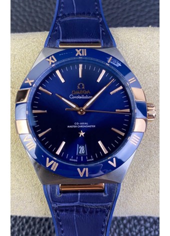 Omega Co-Axial Constellation 41MM Acero 904L - Dial Azul Reloj Réplica Espejo 1:1