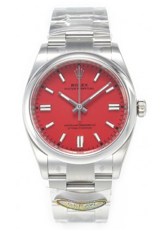 Rolex Oyster Perpetual Super Clone REF#126000 36MM Movimiento Suizo Réplica Suiza Dial Rojo Réplica Suiza