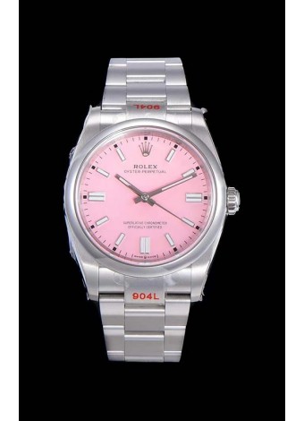 Rolex Oyster Perpetual REF#124300 41MM Movimiento Cal.3230 Réplica Suizo Dial Rosado Acero 904L Reloj Réplica a Espejo 1:1