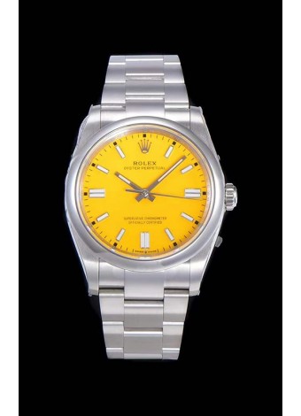 Rolex Oyster Perpetual REF#124300 41MM Movimiento Cal.3230 Réplica Suizo Dial Amarillo Acero 904L Reloj Réplica a Espejo 1:1