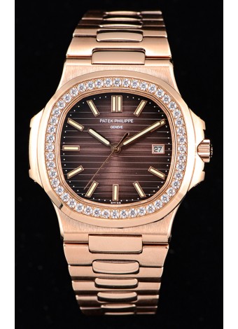 Patek Philippe Nautilus 5711/1R Reloj a Espejo 1:1 Bisel de Diamantes Redondeados
