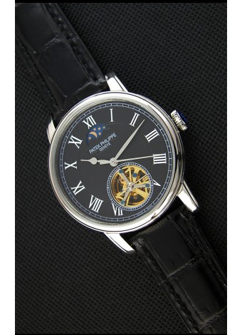 Patek Philippe Japanese MoonPhase Tourbillon Reloj Réplica Dial Negro