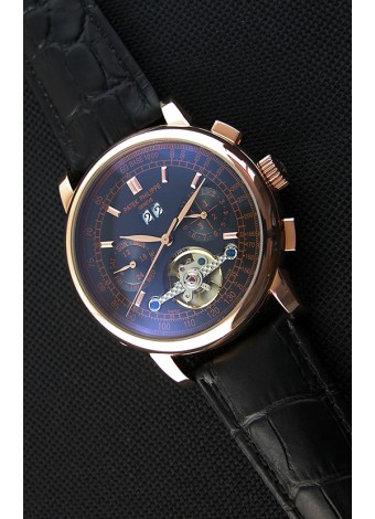 Patek Philippe Japanese Tourbillon Reloj Réplica Caja en Oro Rosado dial Negro