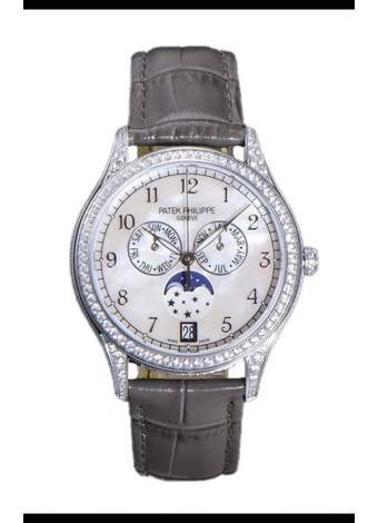 Patek Philippe Complications 4948G Annual Calendar Moonphase Dial Perla Oro Blanco Réplica Suiza 