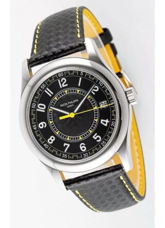 Patek Philippe Calatrava 6007 Dial Negro Manecillas Amarillas Caja Acero 904LReloj Réplica Espejo 1:1