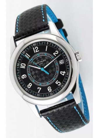 Patek Philippe Calatrava 6007 Dial Negro Manecillas Azules Caja Acero 904L Reloj Réplica Espejo 1:1
