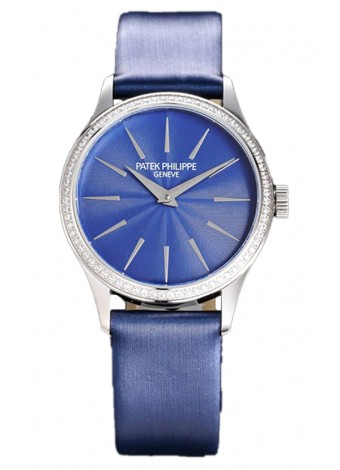 Patek Philippe Calatrava 4997 Ladies Caja Acero Dial Azul con Movimiento Suizo Automático