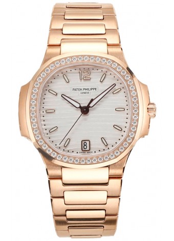 Patek Philippe Nautilus 7118R 35MM 1:1 Oro Rosado Dial Blanco Reloj Réplica Espejo 1:1