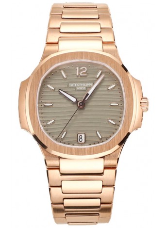 Patek Philippe Nautilus 7118R 35MM 1:1 Oro Rosado Dial Gris Reloj Réplica Espejo 1:1