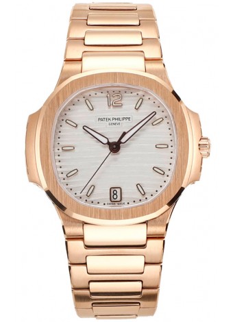 Patek Philippe Nautilus 7118R 35MM 1:1 Oro Rosado Dial Blanco Reloj Réplica Espejo 1:1