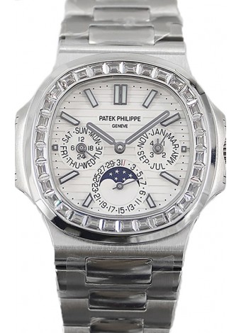 Patek Philippe Nautilus 5740 Perpetual Calendar Acero Inoxidable Dial Blanco Reloj Réplica Suiza