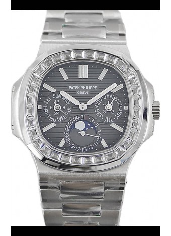 Patek Philippe Nautilus 5740 Perpetual Calendar Acero Inoxidable Dial Gris Reloj Réplica Suiza 