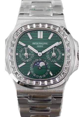 Patek Philippe Nautilus 5740 Perpetual Calendar Acero Inoxidable Dial Verde Reloj Réplica Suiza 