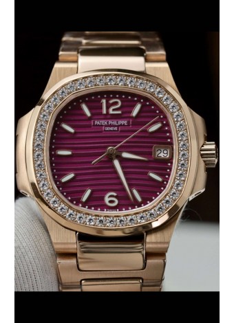 Patek Philippe Nautilus 7010/1R-013 Caja Oro Rosado 32MM Cuarzo Suizo Réplica Espejo 1:1