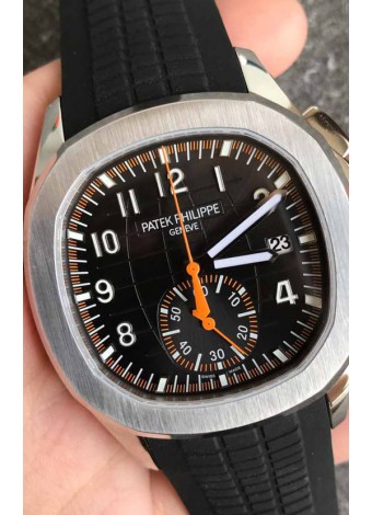 Patek Philippe Aquanaut 5968 Chronograph Caja Acero Manecilla Naranja Reloj en Movimiento Suizo Automático