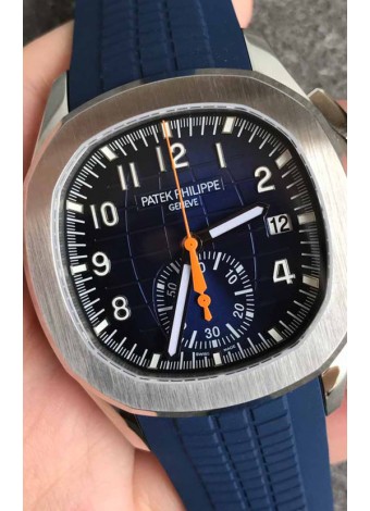Patek Philippe Aquanaut 5968 Chronograph Casing Acero Dial Azul Reloj en Movimiento Suizo Automático