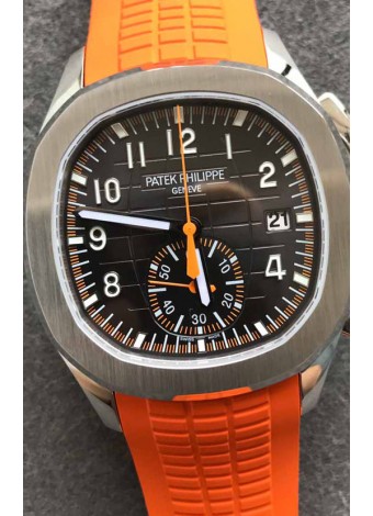Patek Philippe Aquanaut 5968 Chronograph Caja Acero Correa Naranja Reloj en Movimiento Suizo Automático