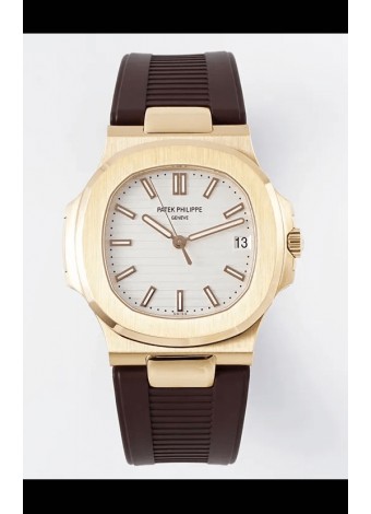 Patek Philippe Nautilus 5711/1R-001 1:1 Reloj Réplica en Acero 904L Dial Blanco en Oro Rosado