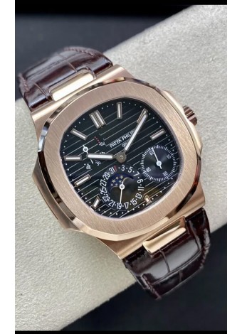 Patek Philippe Nautilus 5712/R Reloj Réplica Calidad Espejo 1:1 Dial Marrón Correa de Piel