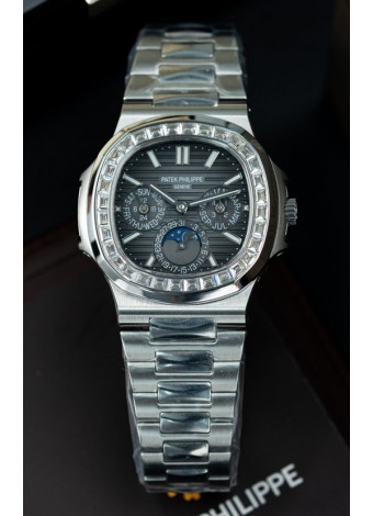Patek Philippe Nautilus 5740 Perpetual Calendar Reloj Réplica Suizo Dial Acero Inoxidable Gris