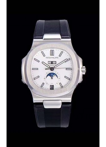 Patek Philippe Nautilus 5726A Reloj a Espejo 1:1 Dial Blanco Correa de Goma