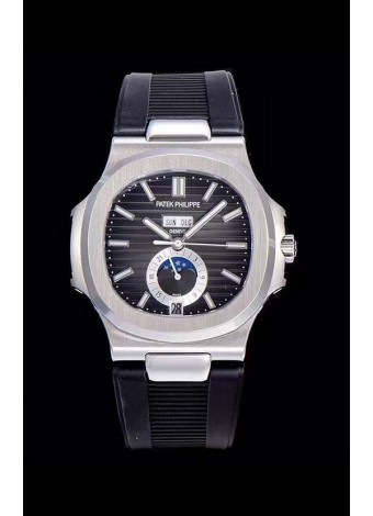 Patek Philippe Nautilus 5726A Reloj a Espejo 1:1 Dial Negro Correa de Goma