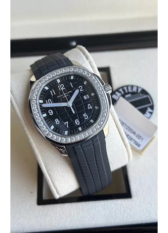 Patek Philippe Aquanaut 5267 Réplica Suizo Dial Negro en Acero Inoxidable Bisel Diamantes 38.5MM
