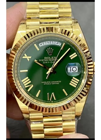 Rolex Day Date Presidential Reloj Oro Amarillo 18K 40MM - Dial Verde Calidad a Espejo 1:1