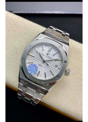 Audemars Piguet Royal Oak 15450 37MM Movimiento Calibre Suizo 3120 Caja en Acero 904L Dial Blanco