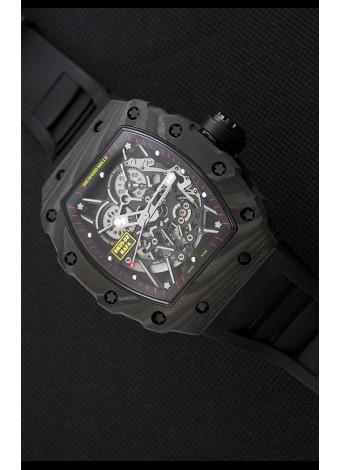 Richard Mille RM35-2 Rafael Nadal Caja de Carbón Forjado con Correa de Goma color Negro