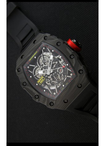 Richard Mille RM35-2 Rafael Nadal Caja de Carbón Forjado con Correa de Goma color Negro
