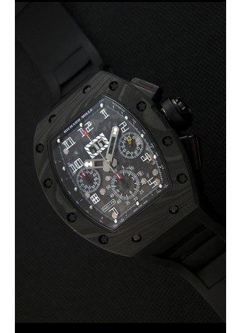 Richard Mille RM011-FM Felipe Massa Reloj de Caja de Carbón color Negro Forjado de una Sola pieza en Correa negra