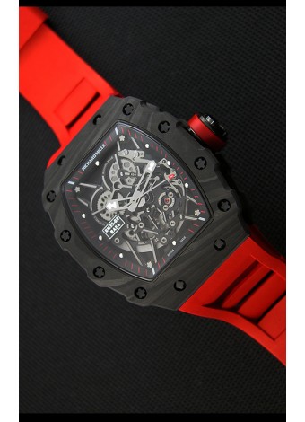 Richard Mille RM35-2 Rafael Nadal Caja de Carbón Forjado con Correa Roja