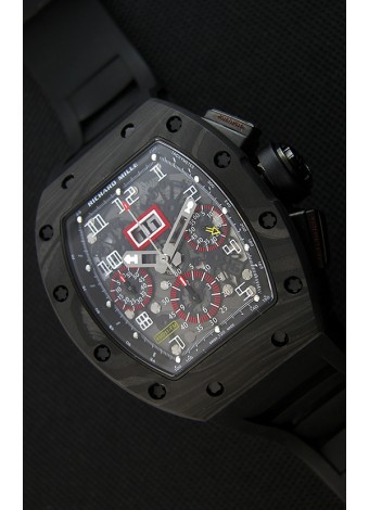 Richard Mille RM011-FM Felipe Massa Reloj de Caja de Carbón color Negro Forjado de una Sola pieza en Correa negra