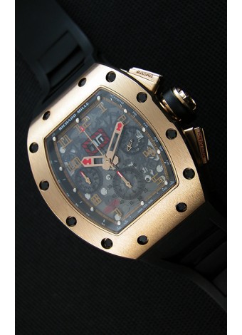 Richard Mille RM011-FM Felipe Massa Reloj en caja de Titanio chapada en Oro Rosado, correa Negra