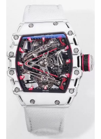 Richard Mille RM38-02 Carbon Casing Bubba Watson Nylon Blanco Tourbillon Movement Réplica Espejo 1:1