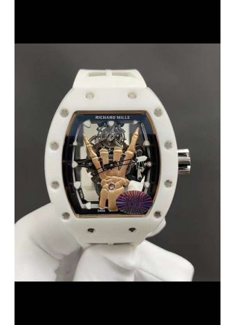 Richard Mille RM66 Flying Genuino Tourbillon Cerámica Blanca Correa Blanca Reloj Réplica Superclone