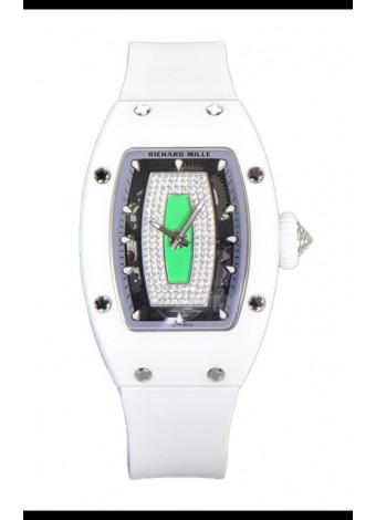 Richard Mille RM007 Superclone Reloj Réplica Suiza Automático Dial Verde Cerámica Blanca